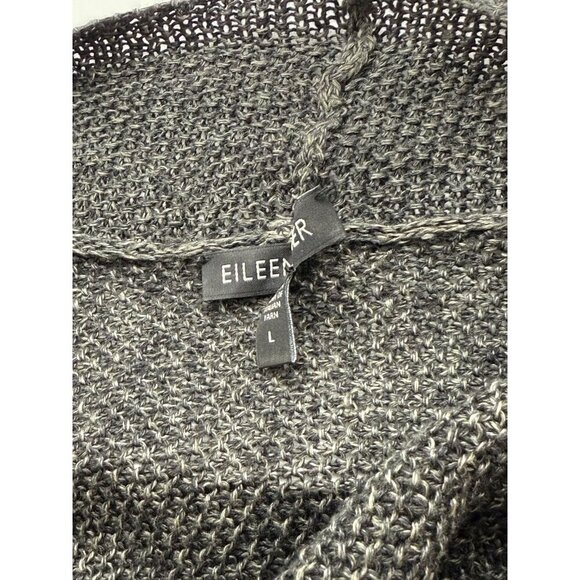 Eileen Fisher System Linen Cardigan Sweater Two-Tone Gray Open Front Soft Size L - Picture 10 of 10